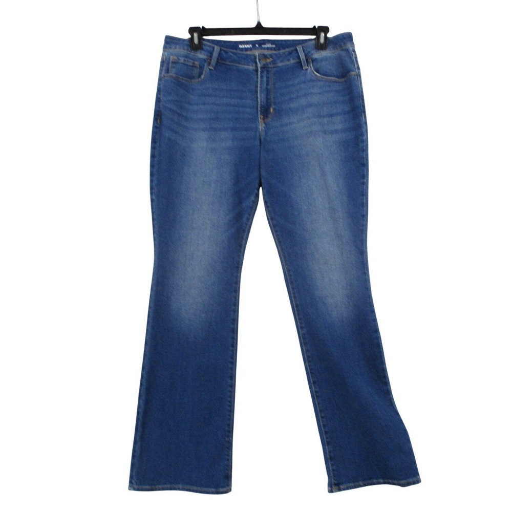 Old Navy Kicker Boot-Cut Jeans Womens 16 Mid-Rise Medium Wash Blue Stretch Denim